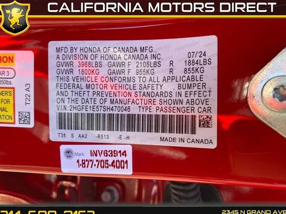 HONDA CIVIC SI 2025 2HGFE1E57SH470046 image